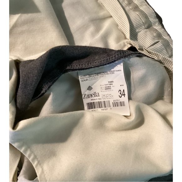 Zanella Platinum Super 120s Todd Loro Piana Gray Twill 34 x 28 (+3”) Flat Front - Picture 4 of 6